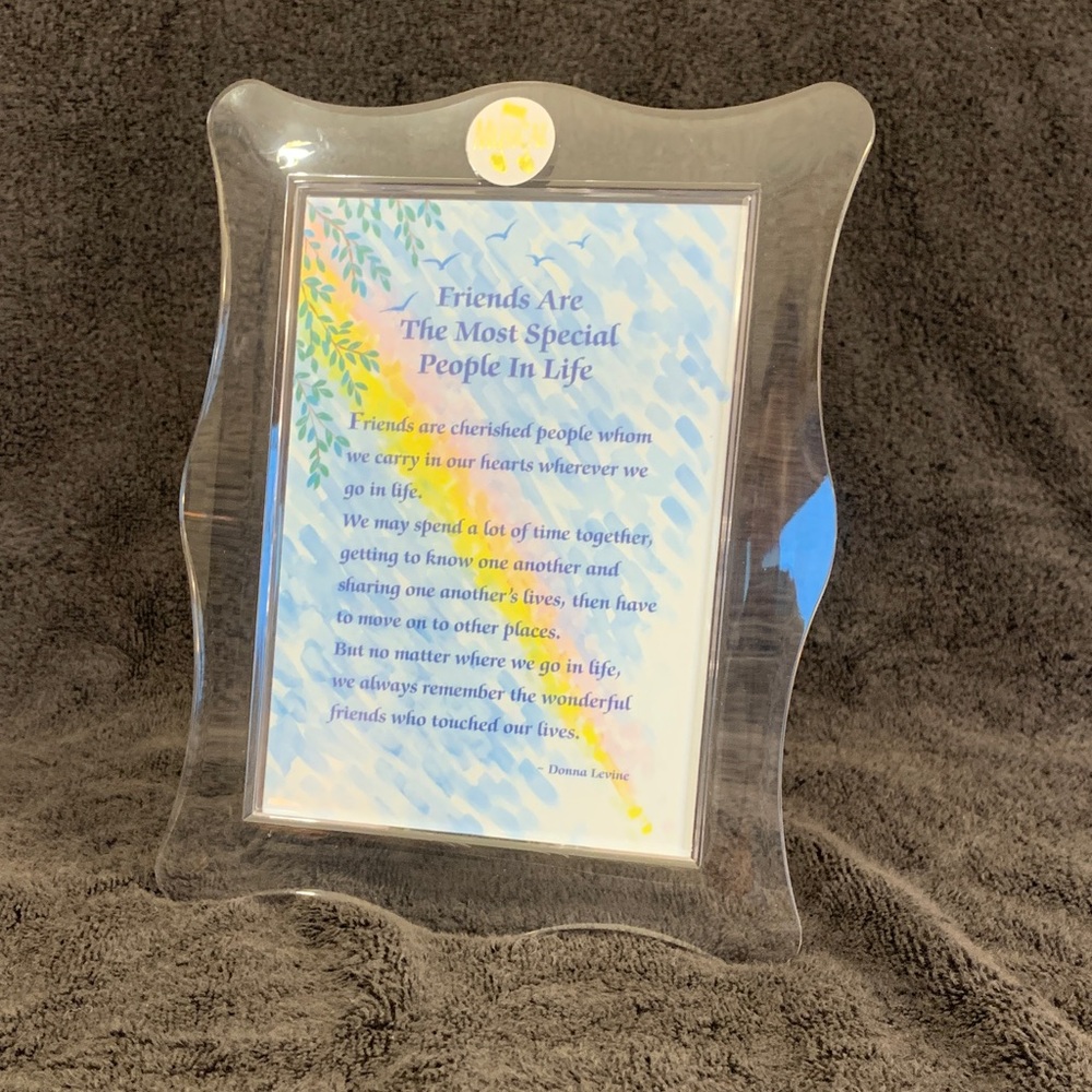 Clear Decorative Glass Photo Frame with Inspirational Print - Clear